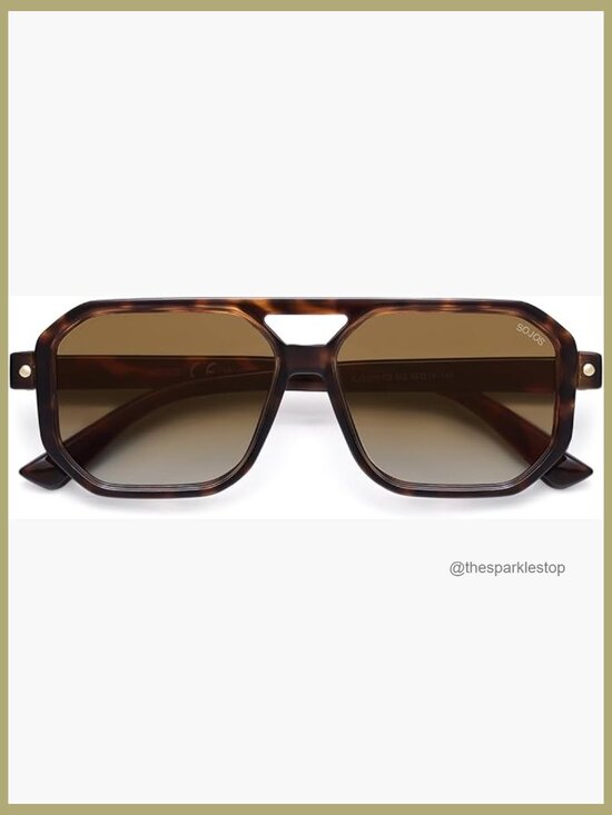 Retro Polarized Square Aviator Sunglasses UV400 Protection Unisex main image 5